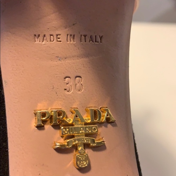 Prada Platform Peep Toe Black Suede Heels - Picture 4 of 4